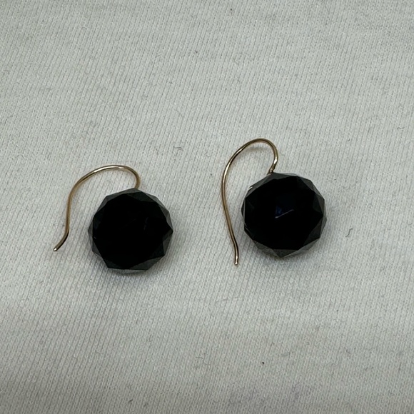 14K Gold Antique Mourning Victorian Black Faceted Earrings c1880 - Picture 6 of 10